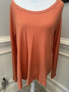 We The Free Oversized Waffle Knit Crew Neck Long Sleeve Top Swingline Hem Sm - Picture 1 of 7