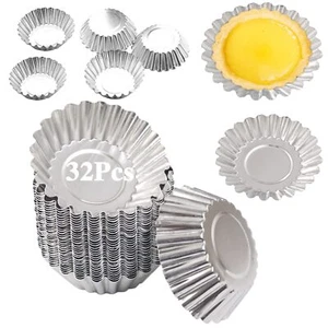 Egg Tart Molds 32pack Tart Pan 2.75inch Mini Tart Tins Aluminium Mini Tart Pans - Picture 1 of 6