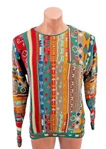 VTG 90s y2k COOGI Australia McGregor Cosby BIGGIE sweater Button Pocket Sz L - Picture 1 of 12