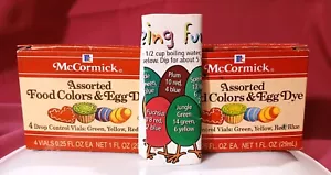 Vintage 70's McCormick Food Colors Egg Dye 2 Sets with Bonus Color Mixing Chart - Picture 1 of 11