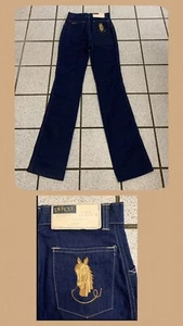Vintage Mädchen Jeans Western Teen Pferd 27" Taille Dark Straight 70er NEU 14 / 16 - Bild 1 von 10
