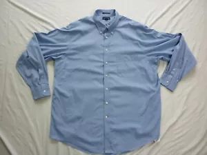 Lands' End Mens Supima Pinpoint Oxford Shirt Size 18.5 Blue Traditional Fit READ - Picture 1 of 18