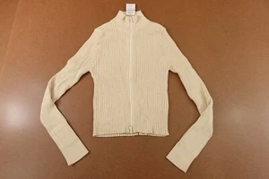 Cotton On Womens Medium Ecru Double Rib Knit Full Zip Cardigan Sweater NWT - Picture 1 of 9