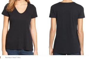 CASLON NORDSTROM U NECK SHORT SLEEVE POCKET T SHIRT BLACK SIZE XS NWT - Picture 1 of 4