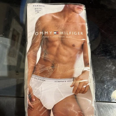 Tommy Hilfiger Classic White Briefs Mid Rise Fly Front Size 44 Three Pack - Image 1 of 3