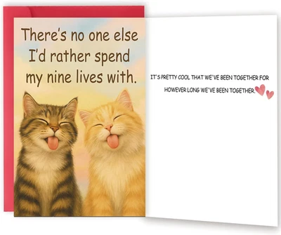 Funny Valentine’s Day and Anniversary Card Gift for Women Men – Cute Cat-Themed  - Image 1 of 4