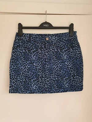 Motel Rocks Mini Skirt Animal Print Denim Size M Blue Leopard Stretch BNWOT - Image 1 of 4