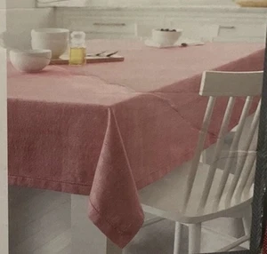 Mantel oblongo Umbral cambray dobladillo rojo 60”x120” vacaciones Navidad - Imagen 1 de 5