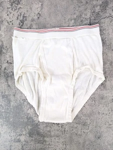 Vintage White Hanes Pro's Choice Underwear Briefs 34 Red Black Stripes TORN - Bild 1 von 6