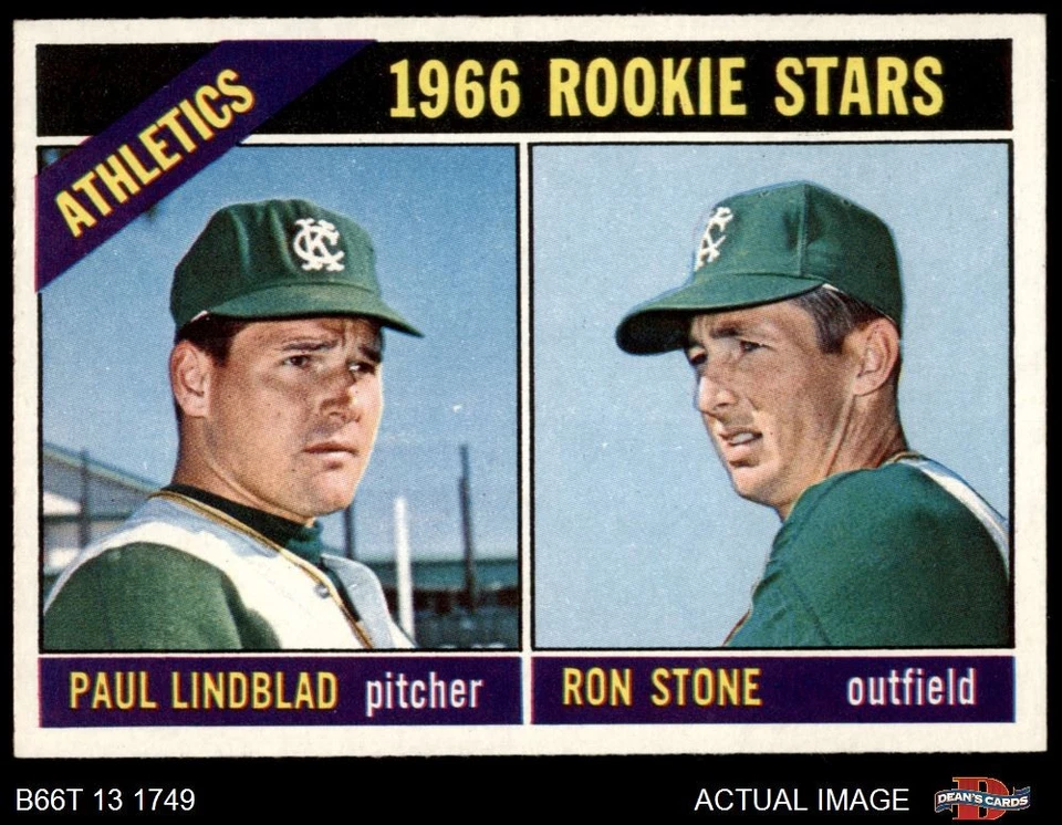 1966 Topps #568 Paul Lindblad / Ron Stone Athletics RCs RC 6.5 - EX/MT+ - Image 1 of 1