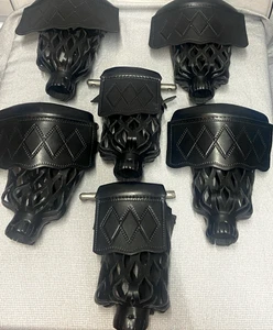 Tavolo biliardo biliardo tasca ricambi motivo diamante pelle PU nero 6 pezzi LEGGI - Foto 1 di 12