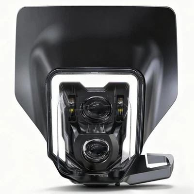 LED Headlight w/ Black Bezel For Husqvarna TE FE TC TX 125 250 350 450 501 701 - Image 1 of 4