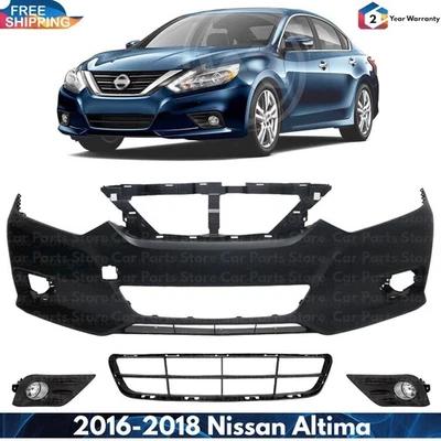 Front Bumper Cover Fascia & Fog Light Assembly Kit For 2016-2018 Nissan Altima Foto 1 de 4