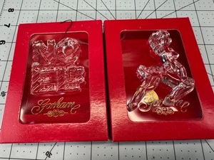 Christmas Ornament Made Germany REINDEER & NOEL GORHAM Crystal - Picture 1 of 11