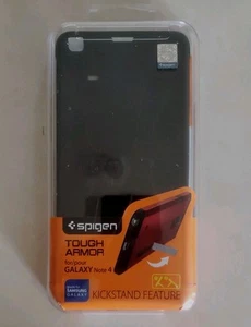 Spigen Tough Armor for Galaxy Note 4 Gunmetal black silver with KICKSTAND - Photo 1 sur 2