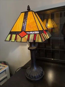 Stained Slag Glass Table Desk Lamp Tiffany Style with Mission Design 16" Tall - Picture 1 of 9