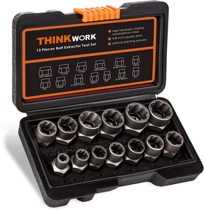 THINKWORK Schraubenausdreher-Set, 13+1-teilig Nussausdreher Steckschlüsselsatz, 3/8" Antrieb R - Bild 1 von 12