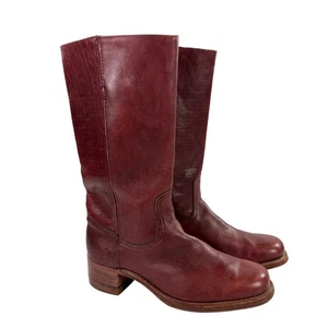 Vintage FRYE Campus hohe Lederstiefel Herren Größe 12 D Mahagoni Hergestellt in den USA - Bild 1 von 12