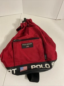 Borsone vintage Ralph Lauren Polo Sport rosso zaino chiusura a corde - Foto 1 di 7