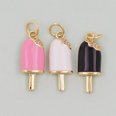 Collar colgante de helado de esmalte de oro de 18 quilates para hacer joyas hágalo usted mismo Foto 1 de 4