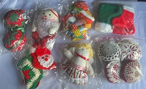 Lote Vintage Adornos Navideños Hechos a Mano Acolchados Encaje Tejido 22 piezas. - Imagen 1 de 16