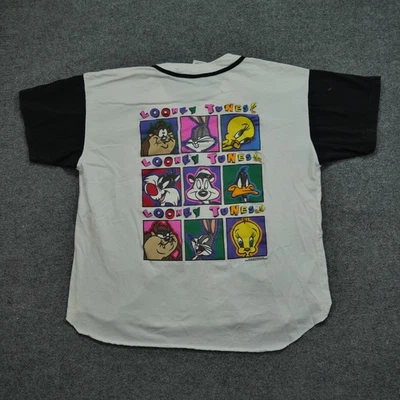 Vintage Looney Tunes Baseball Shirt Mens XL White Black Jersey Bugs Bunny 90s - Image 1 of 4