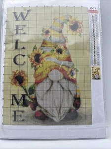 Kit de punto de cruz estampado girasol gnomo - Kit de punto de cruz contado a punta de aguja - Imagen 1 de 2