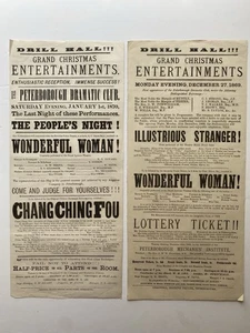Pair Victorian Theatre Playbills Peterborough Dramatic Club Drill Hall 1869/70 - Picture 1 of 2