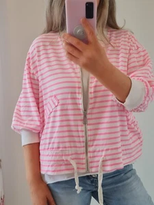Stripes Jäckchen Jacke italymode Frühjahr/Sommer neonpink weiß - Bild 1 von 2