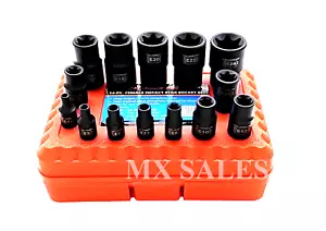 Enchufe estrella E-Torx hembra de impacto de 14 piezas E4-E24 1/4"-3/8-1/2" Dr - Imagen 1 de 1