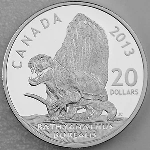 2013 $20 Dinosaurios canadienses: Bathygnathus Borealis 99,99 % moneda a prueba de plata pura - Imagen 1 de 1