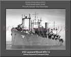 USS Leonard Holz APA 12 personalisierte Leinwand Schiff Fotodruck Marineblau Veteran Geschenk