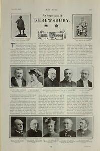 1903 Imprimé Shrewsbury Southam Maire Clarke Town Employé Bishop Irelands Manoir