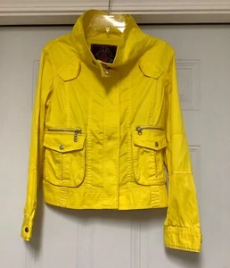Womens Jacket Size 6 Yellow Cotton Spandex Full Zip Pockets by Claude Brown NY - Picture 1 of 21