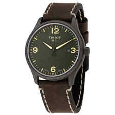 Reloj para hombre Tissot Gent XL esfera verde cuarzo cuero marrón T116.410.36.097.00