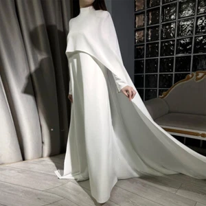 Elegantes Vestidos de Noche Musulmanes Cuello Alto Formales Baile de graduación con Capa Talla Grande - Imagen 1 de 10