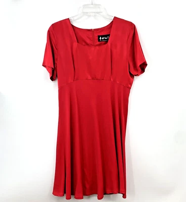 Vestido Formal HoCo Vintage Años 90 All That Jazz Rojo Satinado Rayón Talla Pequeña Foto 1 de 4