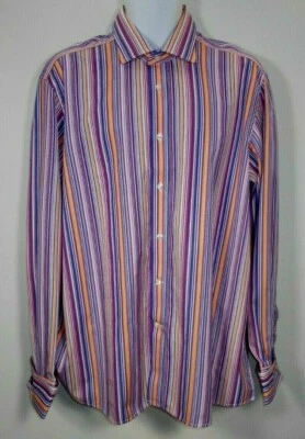 DUCHAMP MADE I ITALY GORGEOUS COLORFUL STRIPED HIGH END DRESS SHIRT. DCP8917Hi - Image 1 of 4
