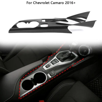 Carbon Fiber Gear Shift Cup Holder Panel Cover Trim for Chevrolet Camaro 2016+ Foto 1 de 4