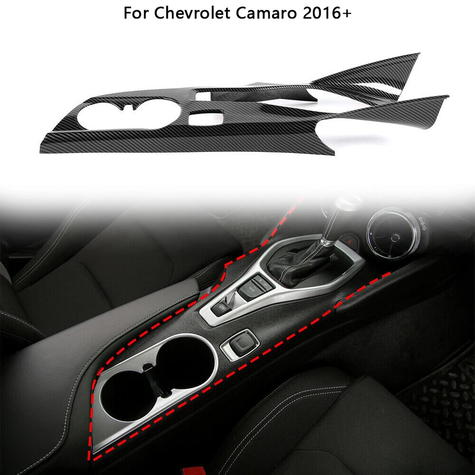 Carbon Fiber Gear Shift Cup Holder Panel Cover Trim for Chevrolet Camaro 2016+ Foto 1 de 4
