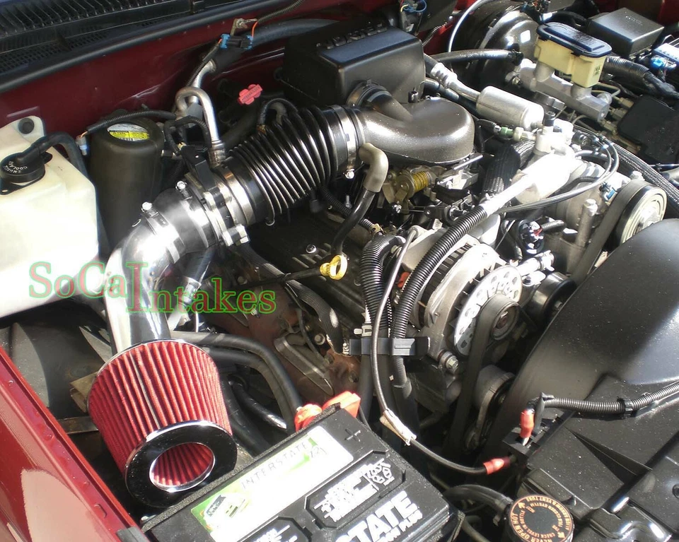Kit y filtro de sistema de admisión de aire negro rojo para Chevrolet C1500 1996-99 con 5,0/5,7 L Foto 1 de 1
