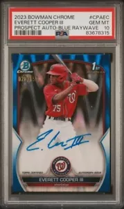 2023 BOWMAN CHROME PROSPECT AUTO BLUE RAYWAVE /150 #CPAEC EVERETT COOPER III - Picture 1 of 2