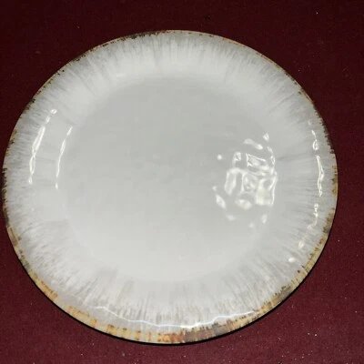 Juego de 4 PLATOS DE CENA DE MELAMINA TOMMY BAHAMA blanco borde acuarela marrón Foto 1 de 3