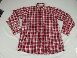 Camisa con botones Wrangler para hombre LT roja a cuadros occidental resistente a las arrugas manga larga  - Imagen 1 de 12