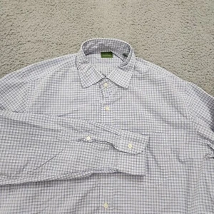 Sid Mashburn Shirt Men Large Blue White Plaid Long Sleeve Office Business Cotton - Picture 1 of 13