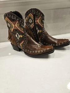 Double D Ranch by Old Gringo Studded Embroidered Boots Fringe Western Size 7.5 - Picture 1 of 19
