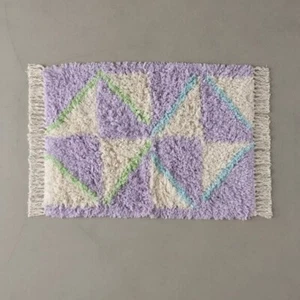 Urban Outfitters Pinwheel Fauxkati Shag Purple and Cream Rug 2' X 3' - Picture 1 of 13