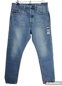 Levis 501 Button Fly Skinny Jeans Size 33 X 27 Short High Rise Stretch Denim - Picture 1 of 5