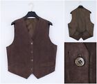Womens Leather Waistcoat Large Size UK 14 EU 40 Brown C&A Formal Dress Vest