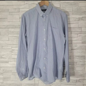 Mens Shirt Medium Blue White Striped Long Sleeved Oxford Casual Preppy - Picture 1 of 8